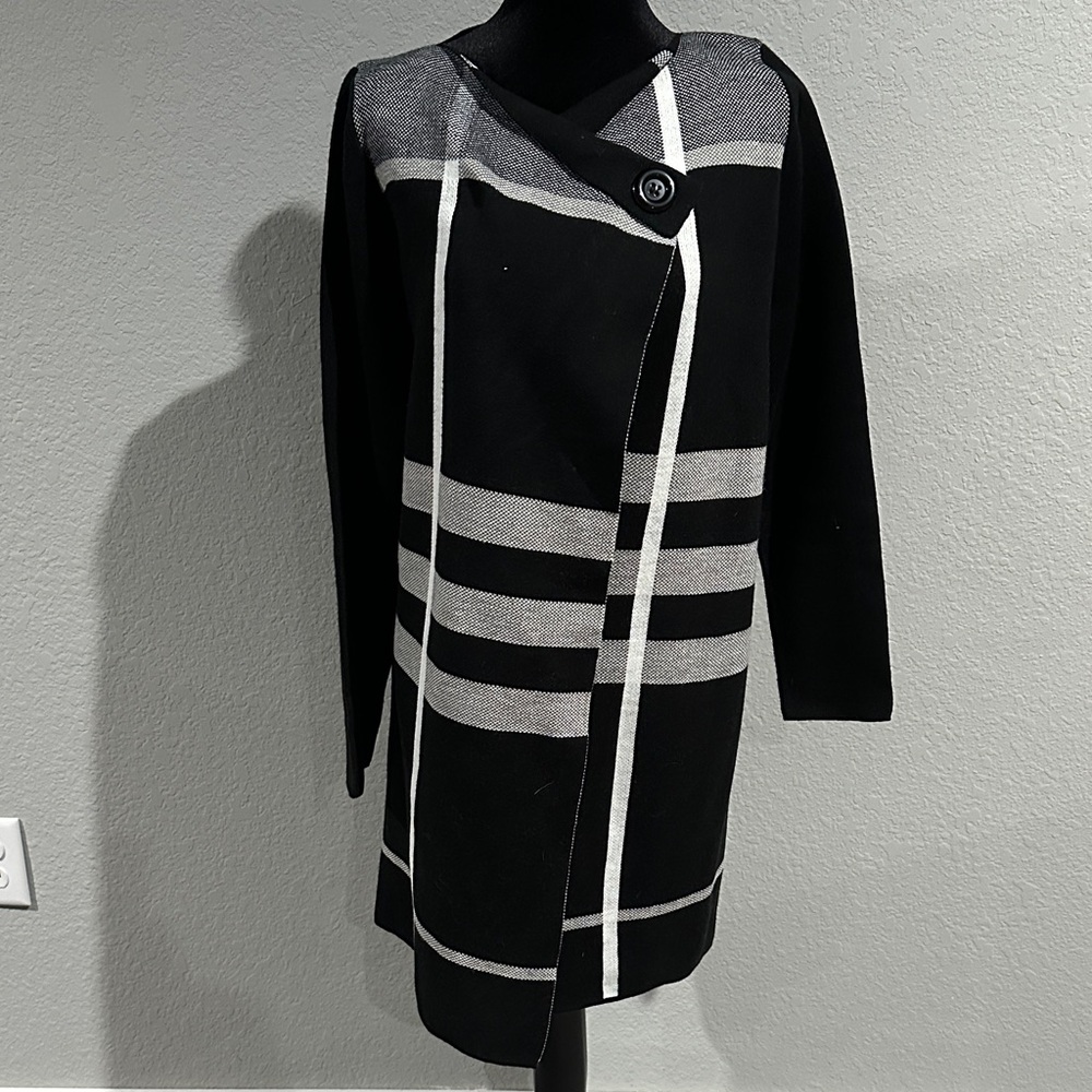 Anthony Richards Black and Gray Striped Cardigan